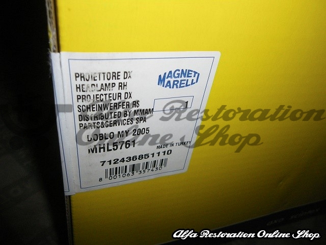 FIAT Doblo (as of 2005) Right Side Headlight (RHD Models)