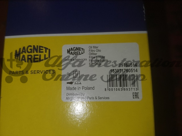 Alfa MiTo/Fiat 500/Panda/Nuova Punto Oil Filter (875 cc engines)