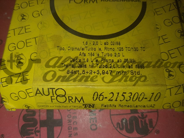 Alfa 164/155 Q4 2.0 4C TB/FIAT Coupe & Croma/Lancia Delta & Dedra Piston Rings Standard Size
