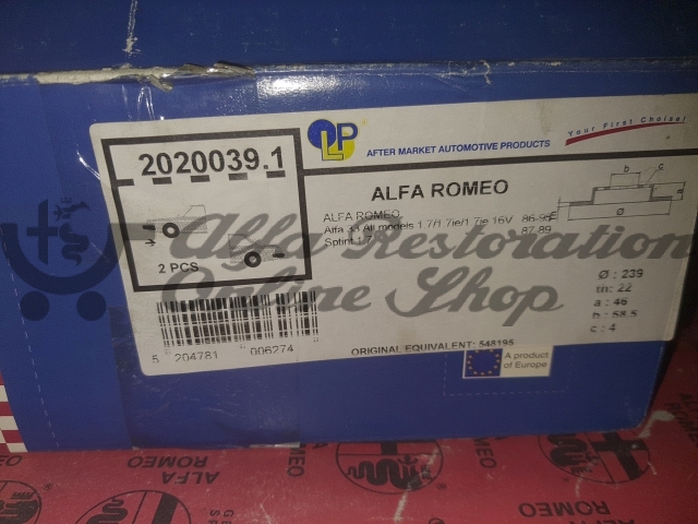 Alfa 33 905 Series 1.7 IE/907 Series 16V/Sprint 1.7 Front Disk Brakes Set (Vented Brakes)