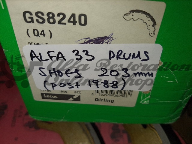 Alfa 33 905/907 Series/Sprint Rear Wheel Brake Drum Shoes Set (203 mm drum)