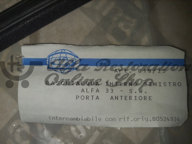 Alfa 33 907 Series Front Left Door Horizontal Window Velour/Trim (Interior Side)