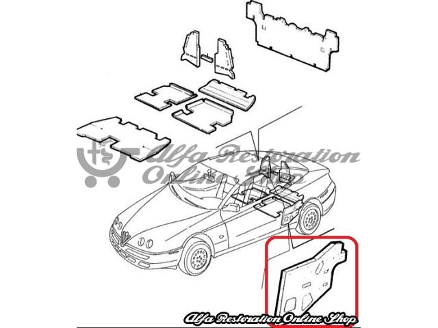 GTV Inner Rear Wing Sound Deadening Material - Right Side