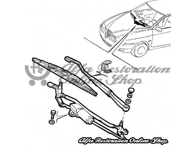 Alfa 156 Windscreen Wiper Motor and Arm Assembly (RHD Vehicles/1997-2002 Models)