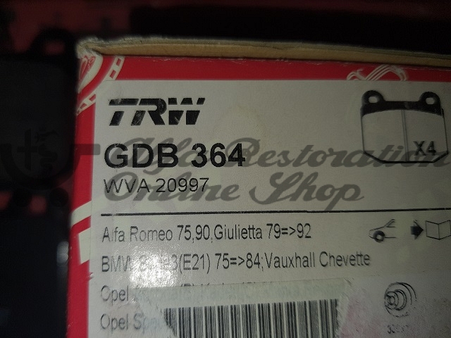 Alfa 75 1.8 TB/2.0 TS Front Brake Pads Set