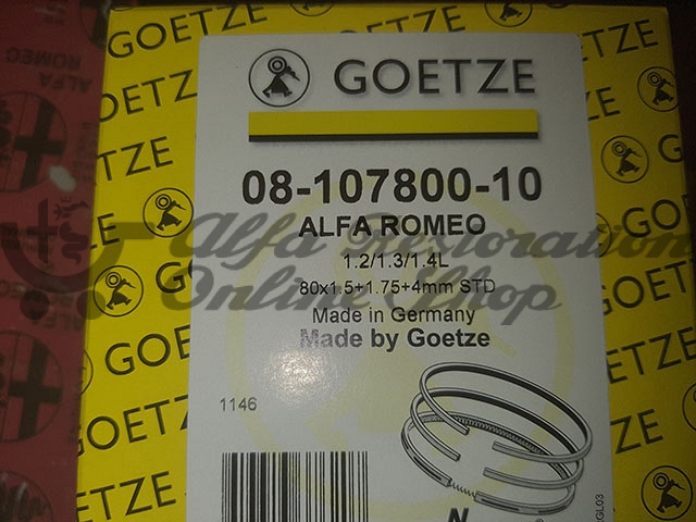 Alfa 33/Alfasud/Sprint 1.2/1.3/1.4 IE/Carbureted Piston Rings Set (Standard Size)