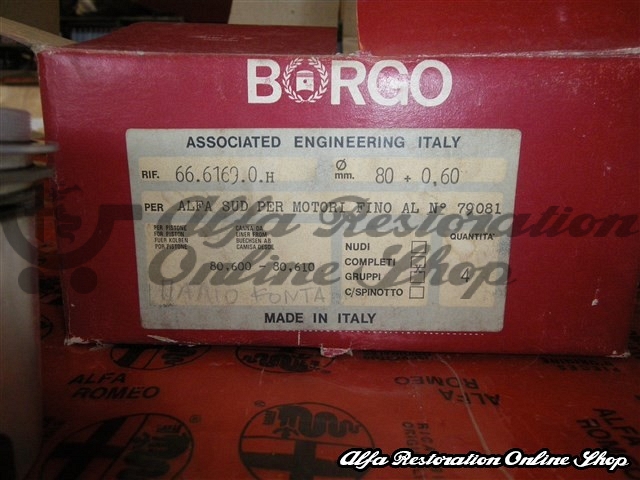 Alfasud 1200/1350cc Piston Set (80 mm +0.60 mm Oversize up to engine number 79081)