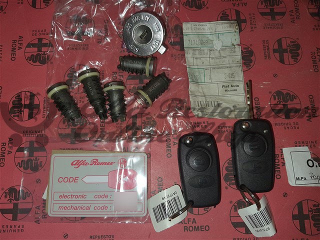 Alfa 166 Door/Ignition Lock Set with Keys and Electronic Code (1998-2007 models)