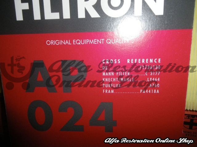 Alfa 33/Sud/Sprint/145/146 Twin Carburetor/IE Air Filter (Filtron)