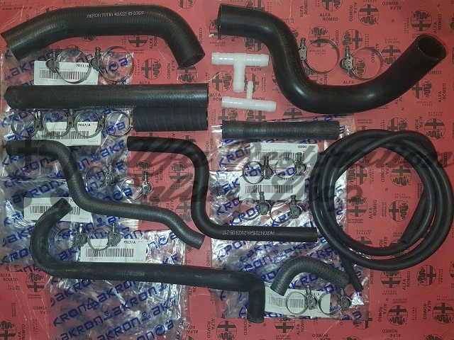 Alfa 33 907 Series 8V/Twin Carbs Cooling Hoses Set with Hose Clamps