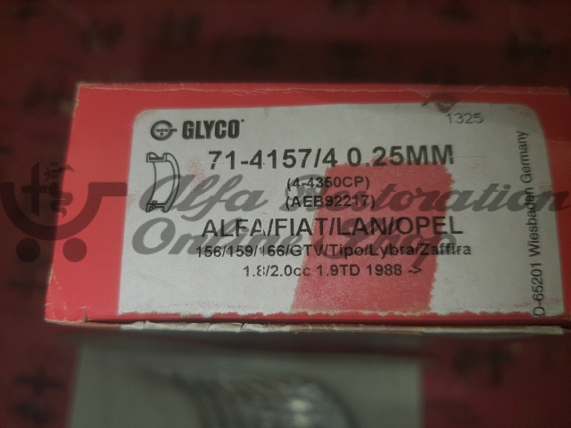 Alfa 145/146/147/156 1.8/2.0 TS Conrod Bearings Set (Oversize +0.25)