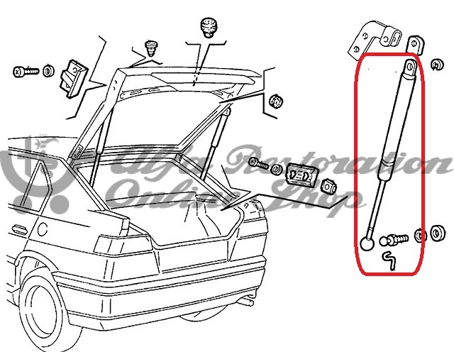 Alfa 33 Boot/Trunk Struts Set (No Spoiler)
