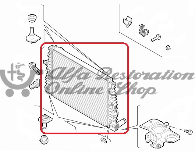 Alfa 159/Brera/Spider 1.8 TBi/2.2 JTS/3.2 V6/2.4 JTDm Engine Radiator
