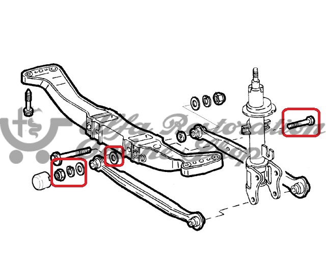 Alfa 147/156 Rear Suspension Control Arms Screw Kit (Front Facing)