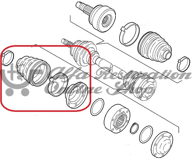 Alfa 145/146/147/155/156/166/GT Inner CV Joint Boot & Metal Cap Kit