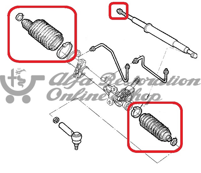 Alfa 164 Power Assisted Steering Rack Bellows/Boots Kit (with damper)