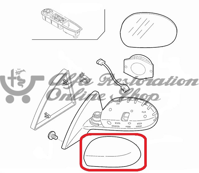Alfa 159/Mito/Giulietta Left Door Mirror Outer Cover (Chrome)