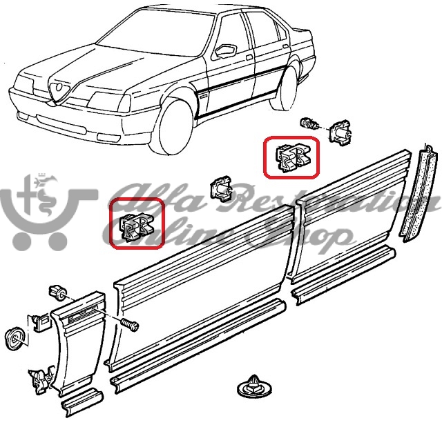 Alfa 164 All Models Door Trims Clip (Ribbed Styled Trim)