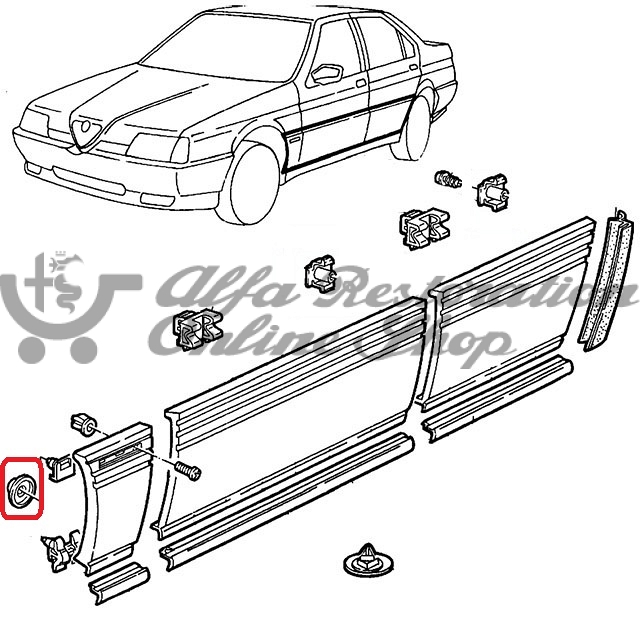 Alfa 164 All Models Wing Trims Button (Flat/Ribbed Styled Trim)
