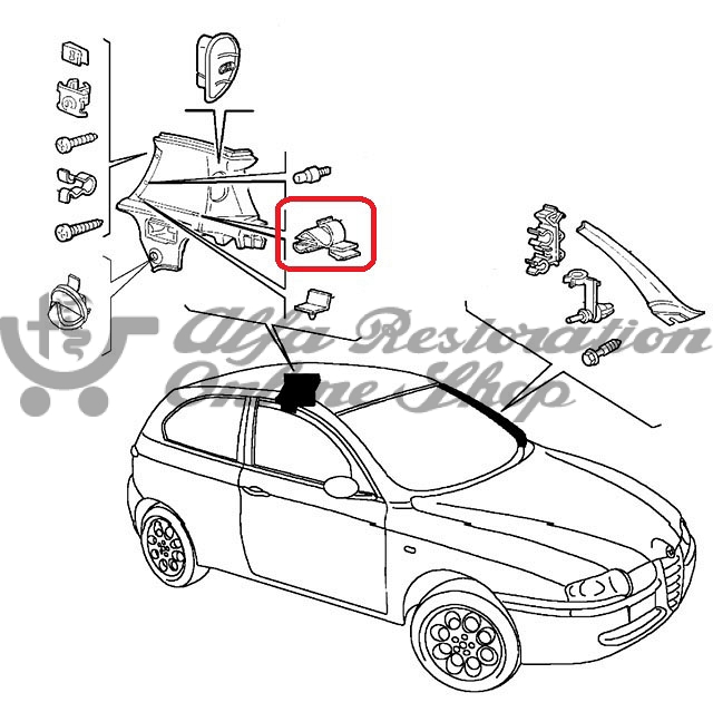 Alfa 147 Rear Parcel Shelf Swivel Pin Clip (Left Side)