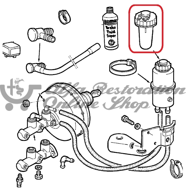 Alfa 164 USA MY91-93 Brake Fluid Tank Cap/Level Sensor