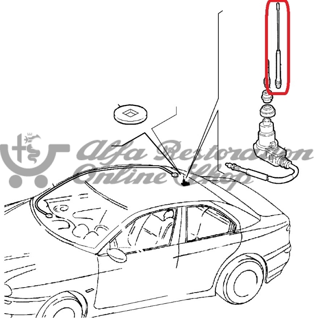 Alfa 156/FIAT Coupe Radio Antenna (with Cellular Phone)