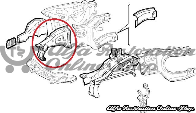 Alfa 156 (1997-2005) Front Left Chassis Rail (front part only)