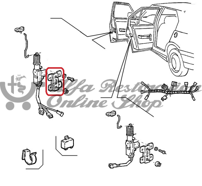 Alfa 33 Front/Rear Door Electromagnetic Lock Actuator Bracket