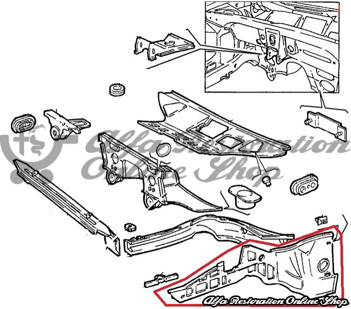 Alfa 33 907 Series Front Right Outer Chassis Rail