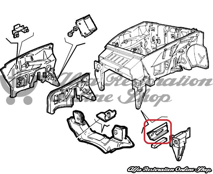 Spider Series 4 (1990 - 1993) EU/USA Bumper Left Support/Reinforcement