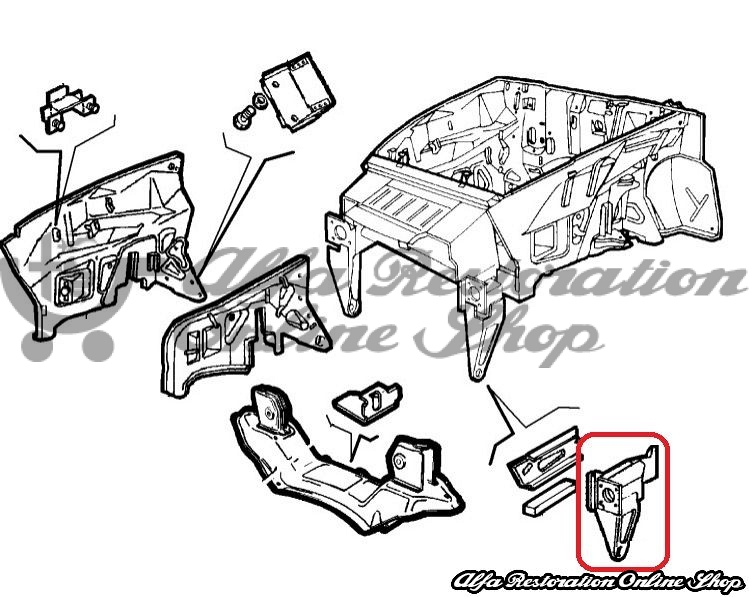 Spider Series 4 (1990 - 1993) EU/USA Bumper Left Lower Support